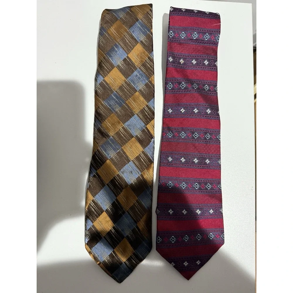 2 Yves Saint Laurent And Christian Dior Men's Neckties Silk Italian Rare!! YSL Y